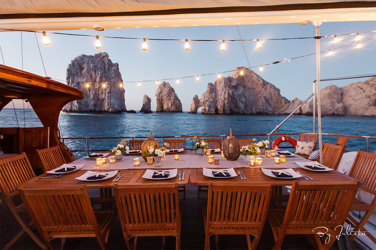 Dinner setting on a yacht