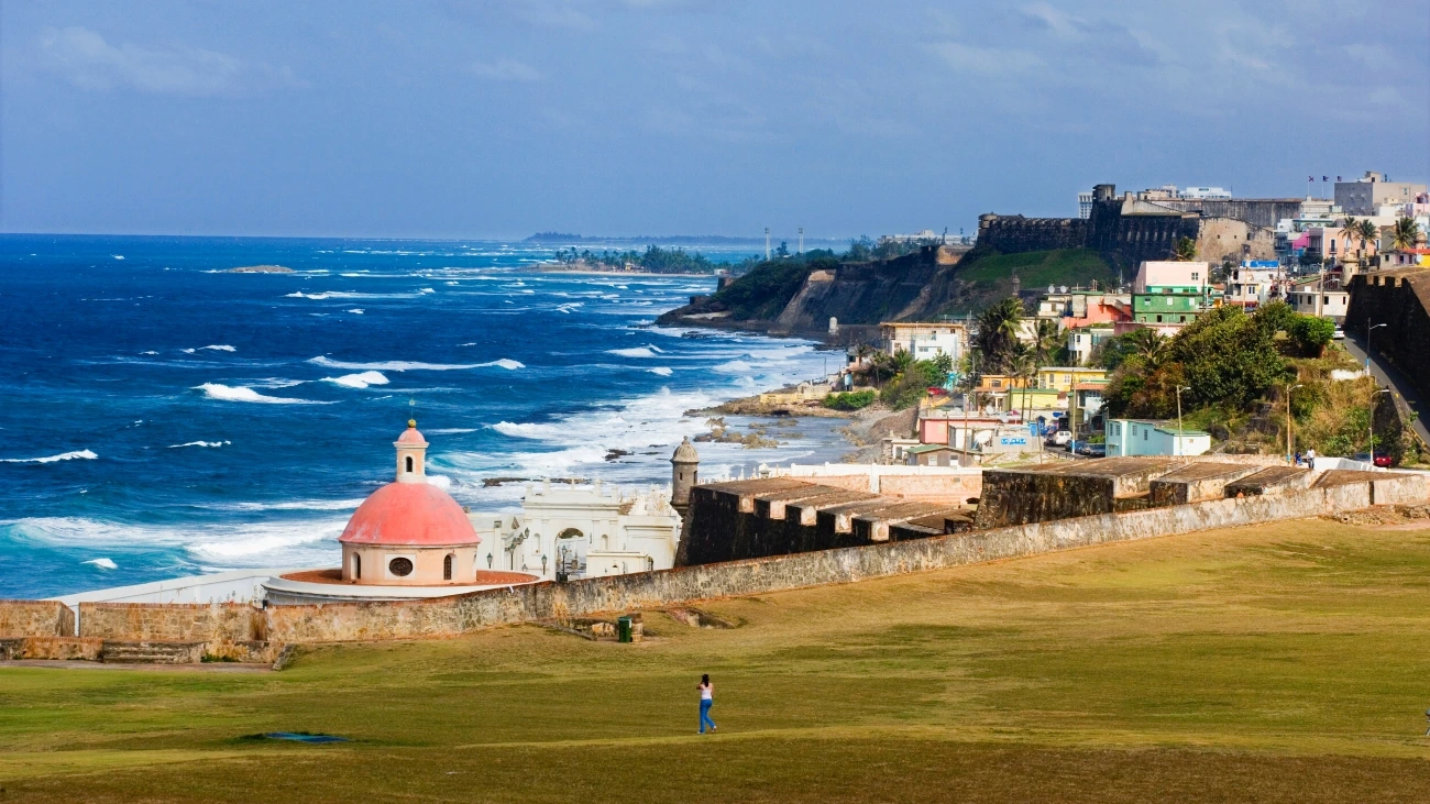 A coastal view of San Juan National Historic Site